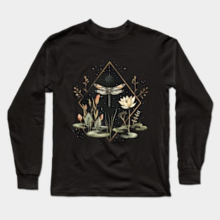 dragonfly diamond shape water plants Long Sleeve T-Shirt